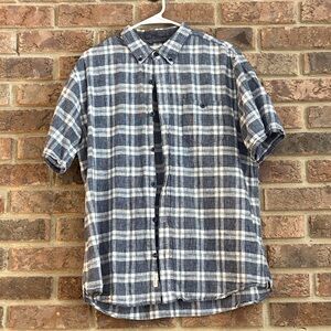 Casual Navy Plaid Button-Down Shirt